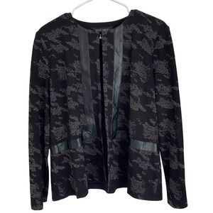 Ming Wang Women's Black and Gray Patterned Abstract Blazer Timeless Classic Sz L